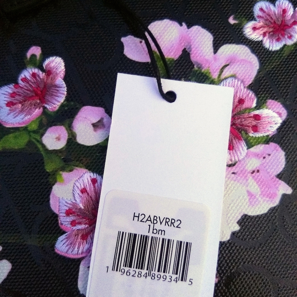 WALLET SOLD Calvin Klein Signature Black Floral Shopper Tote + Wallet - Picture 7 of 16